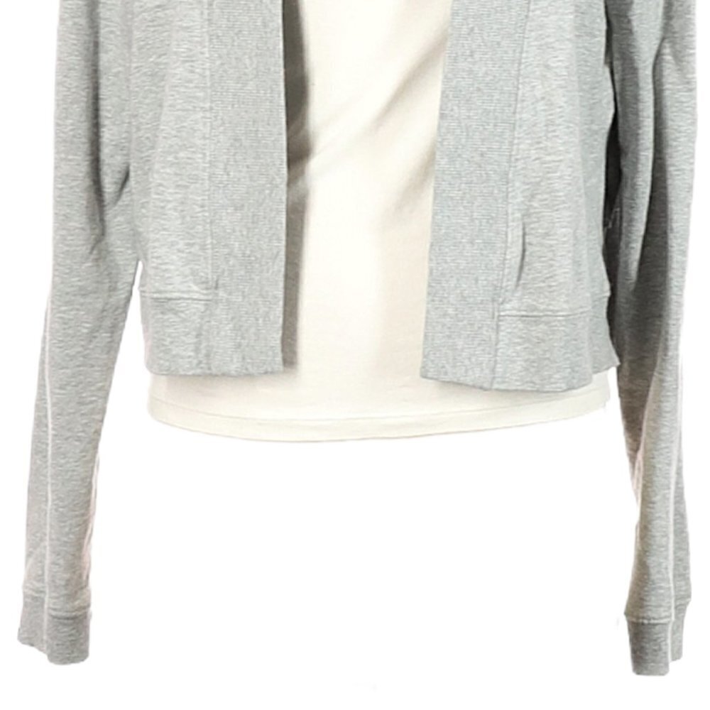 Aiko Grey Layered Ruffle Back Open Front Cardigan - Picture 5 of 9